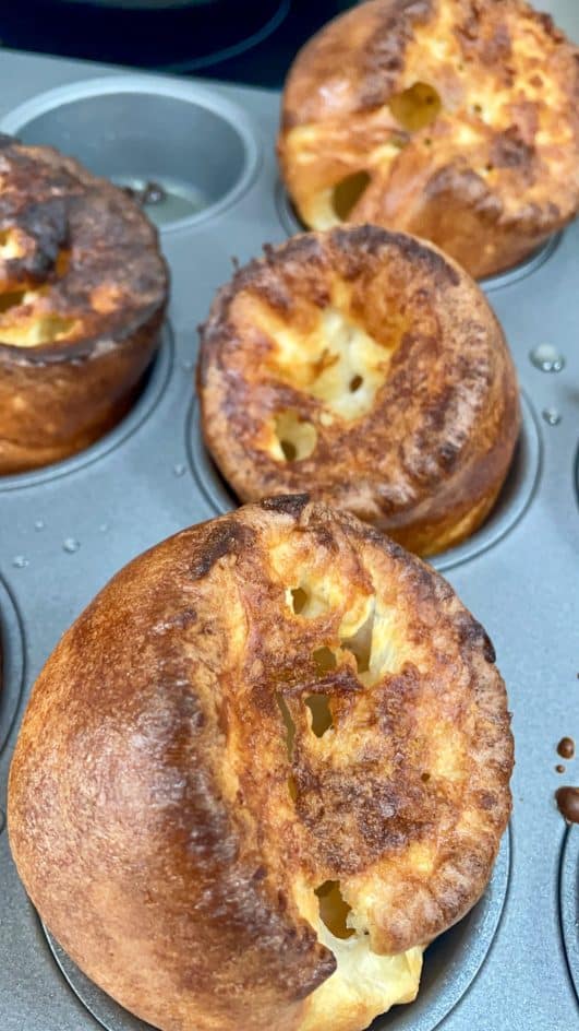 Easy Yorkshire Puddings baked close up