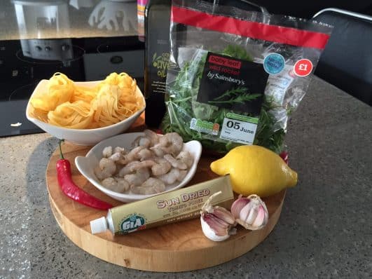 pasta with prawns & rocket