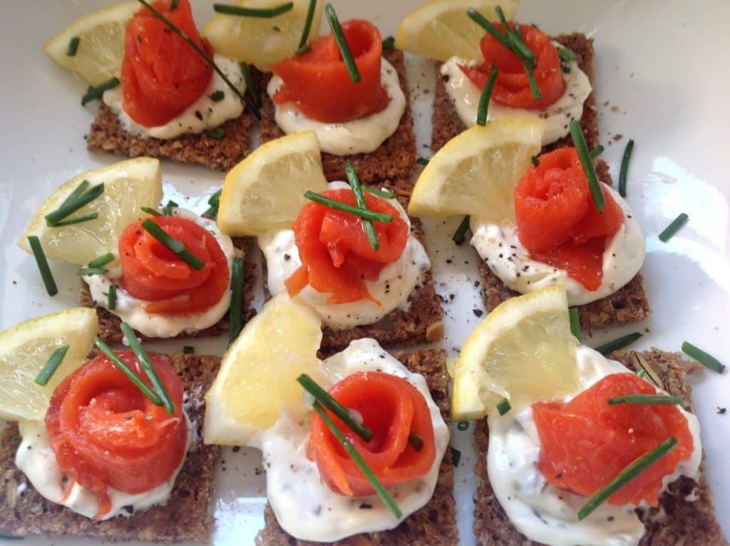 Smoked Salmon on Rye bread Canapés