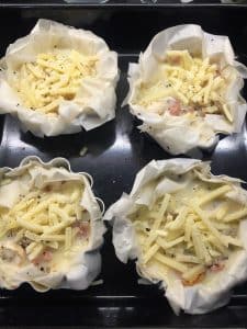 Smoked Bacon, Mushroom & Filo Tartlets