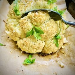 Easy Whole Roasted Cauliflower - baked