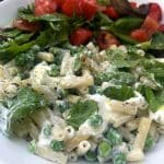 Mac with Goats Cheese & peas
