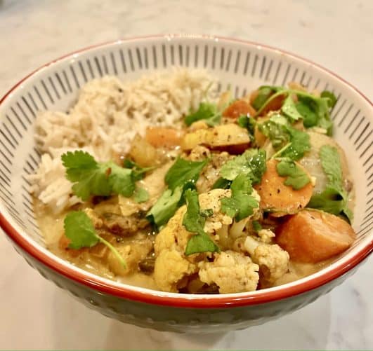 Easy Vegetable Curry served