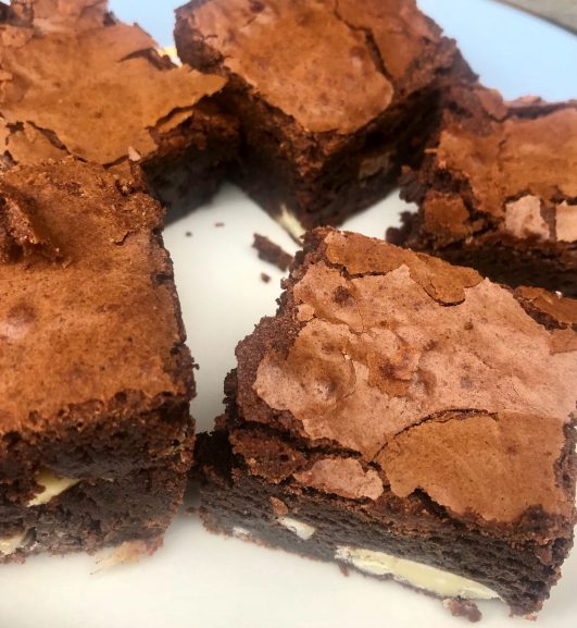 Bundleβs Gooey Chocolate Brownies - cut up