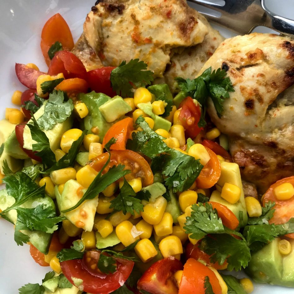 Lime Chicken with Avocado & Corn Salsa