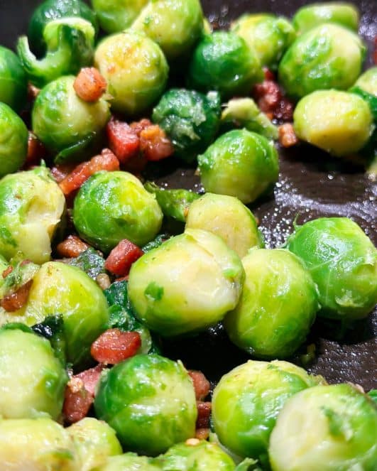 A tray of Christmas Brussel Sprouts