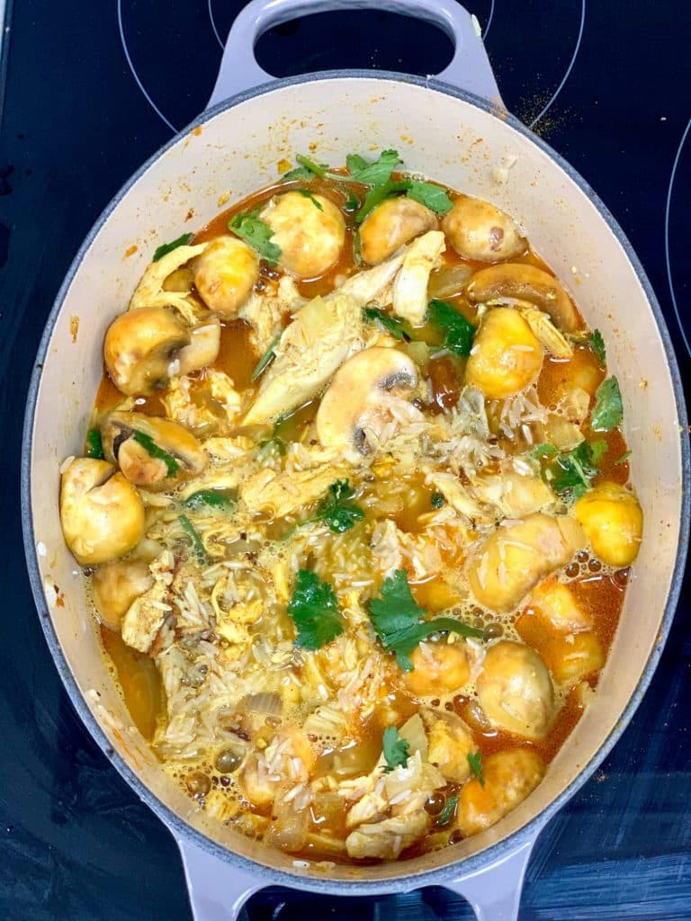 Easy Leftover Chicken biriyani - before the oven 