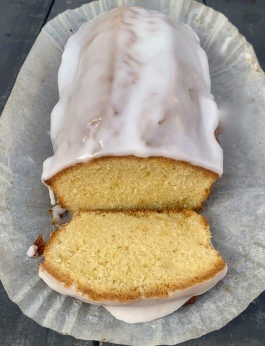 Simple Maderia Cake - iced & sliced