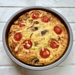 Crustless Quiche slimming style, baked and out the oven