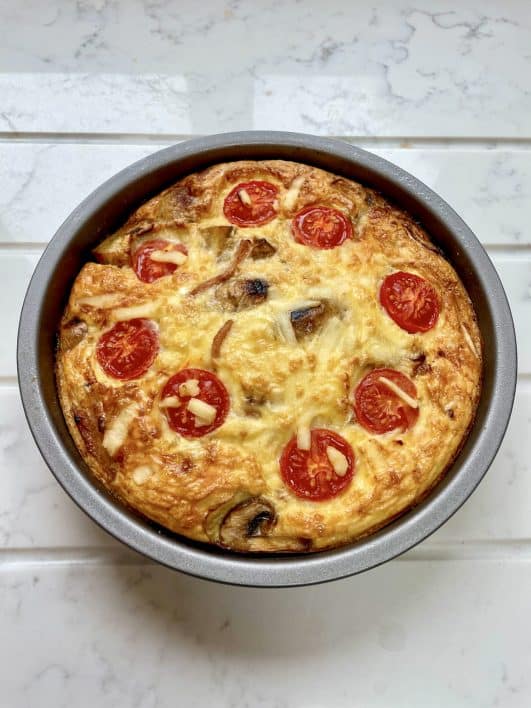 Crustless Quiche slimming style, baked and out the oven