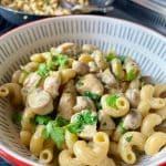 Chicken & Mushroom Pasta - served in a bowl, finished dish