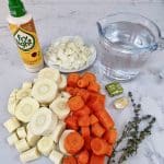 Carrot & Parsnip Soup - ingredients laid out