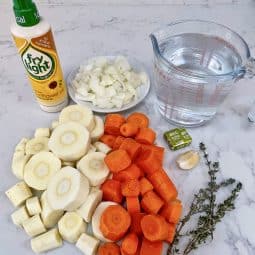 Carrot & Parsnip Soup - ingredients laid out