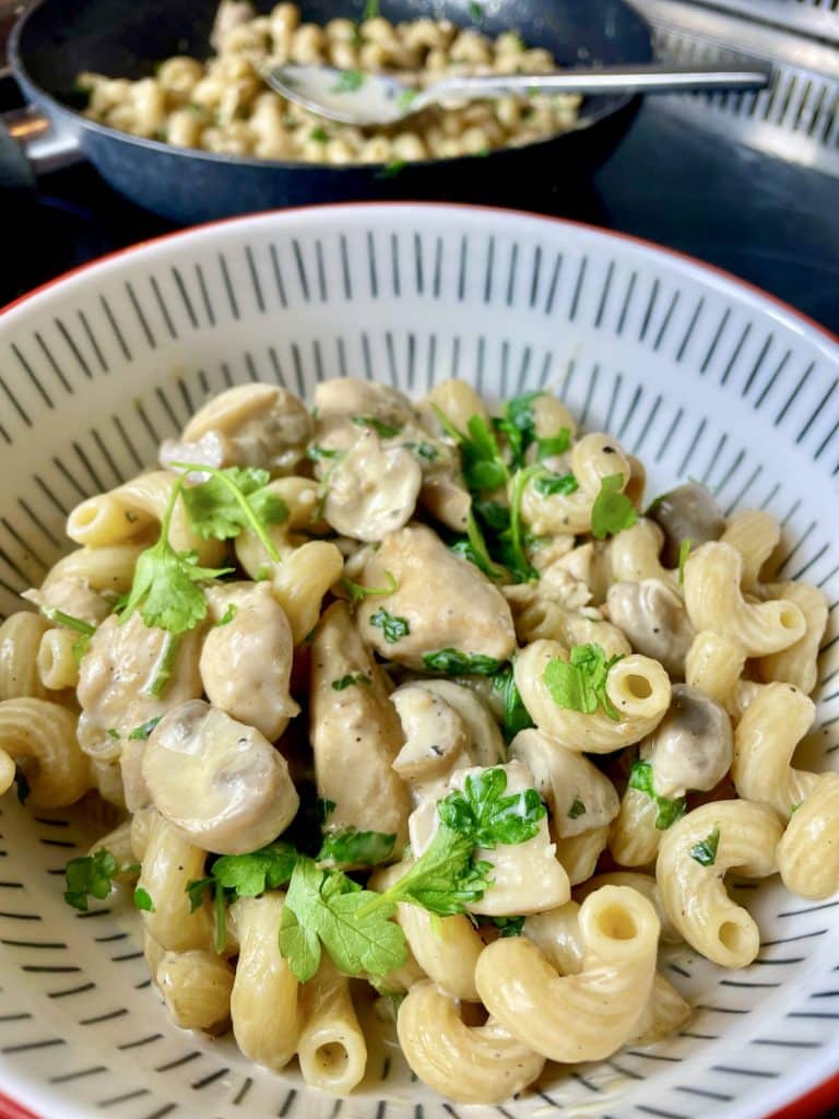 Chicken & Mushroom Pasta, finished and served