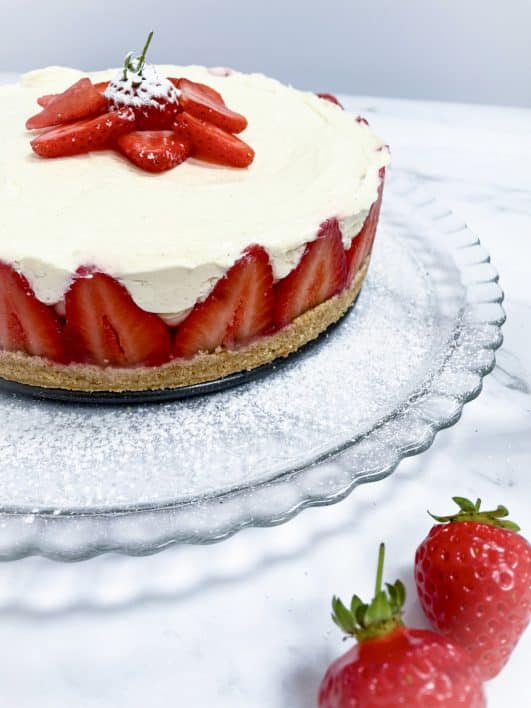 Whole finished Strawberry cheesecake