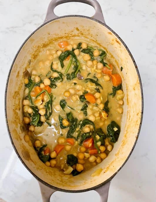 Vegetarian Chickpeas & spinach curry