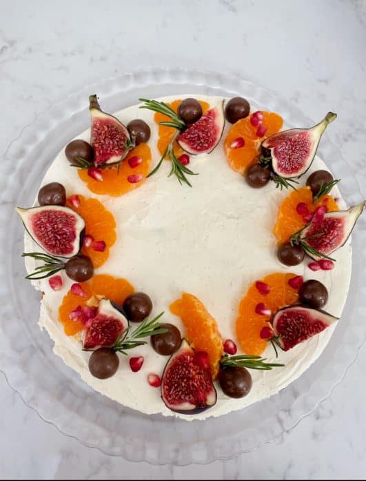 Top view of finished Christmas Cheesecake