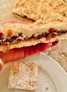 Baked Shortbread Mincemeat Slices with cherries