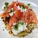 Smoked Salmon on Potato rosti - served
