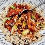 Honey Garlic Chicken served with rice