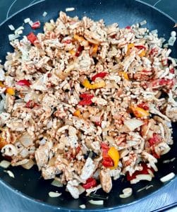 Turkey mince in frying pan