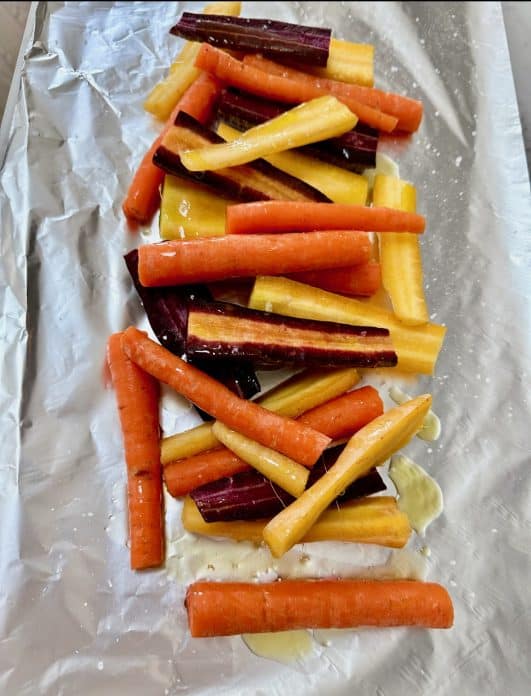 Rainbow Carrots ready for the oven
