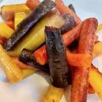 Rainbow carrots cooked and served