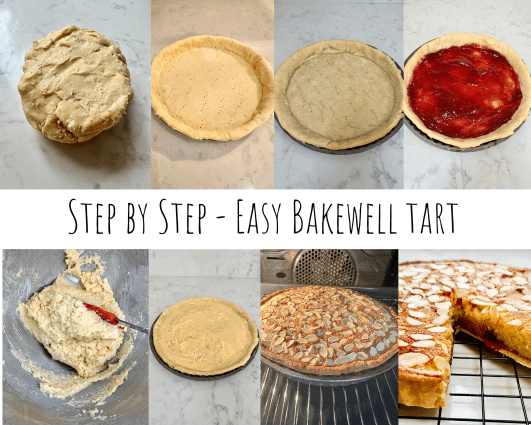 a photo step by step of Bakewell tart construction