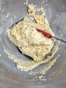 Mixed Frangipane in a mixing bowl