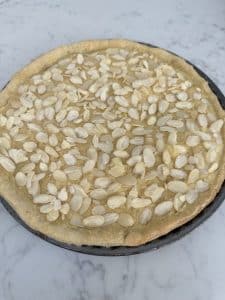 Finished Bakewell Tart unbaked, ready for the oven