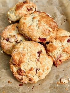 Tray of baked Cherry Scones