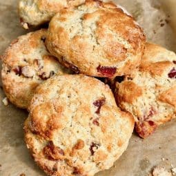 Tray of baked Cherry Scones