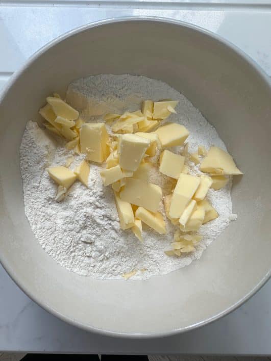 Butter flour sugar cherry scones 