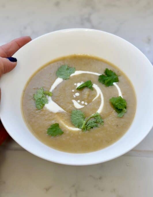 a bowl of spicy parsnip soup