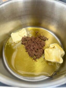 syrup ingredients in a pan 