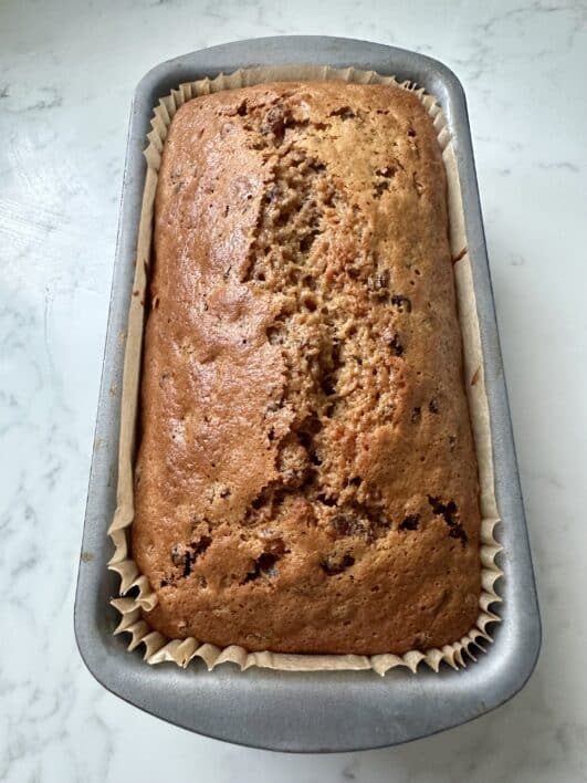 Baked Tea loaf in loaf tin 