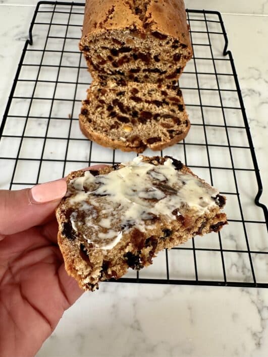 Tea Loaf sliced and buttered 