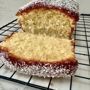 Jam & Coconut Loaf Cake