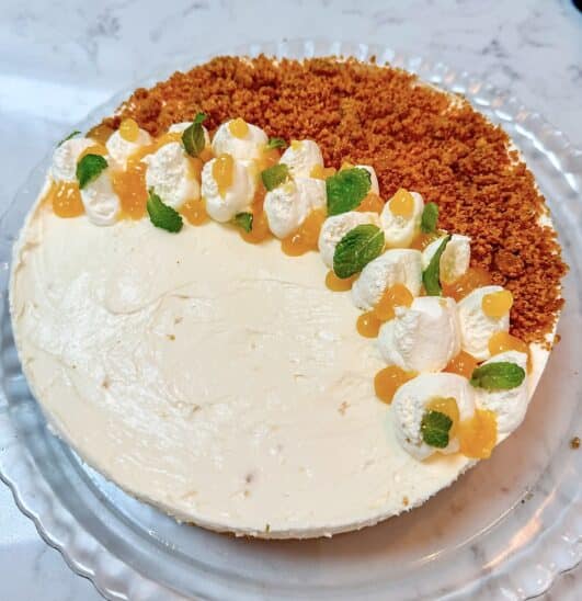Top of lemon & Ginger Cheesecake 