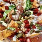 Sweet Potato salad with pomegranate & pumpkin seeds - up close