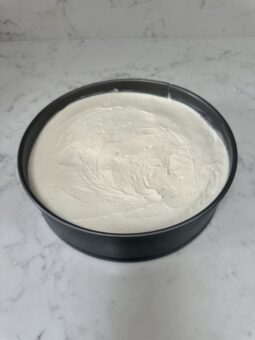 Lemon & Ginger Cheesecake in tin before decorating 