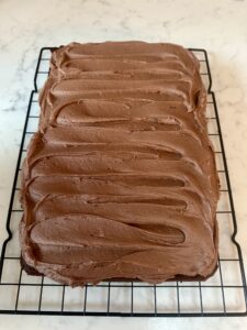 Chocolate sponge iced in chocolate butter cream