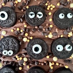 Close up of halloween traybake