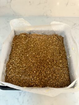 Parkin batter in tin ready for oven 