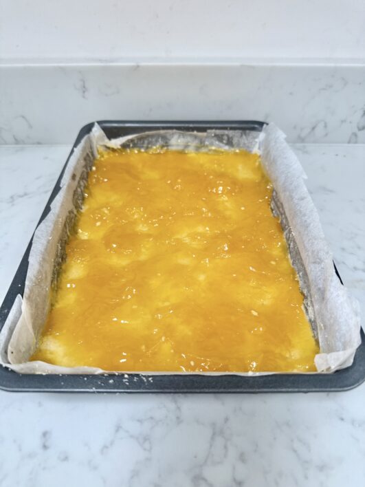 Shortbread Lemon Bars with lemon curd - half made 